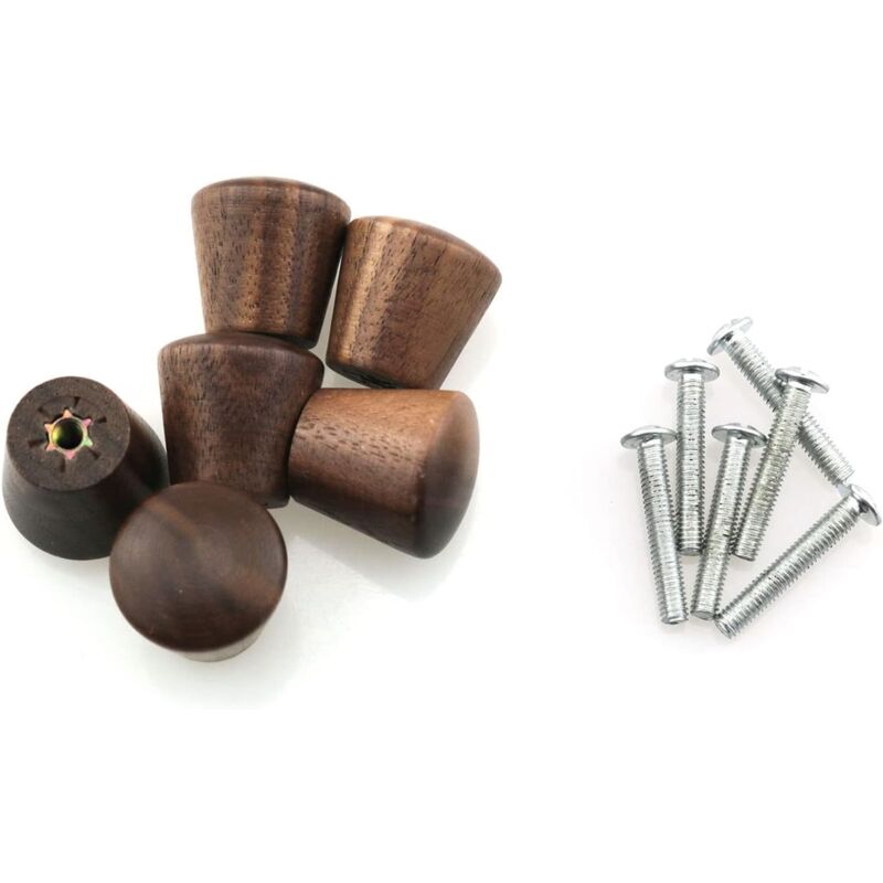 Lot de 6 boutons de placard en bois naturel marron 2,2 x 2,2 cm - Ccykxa