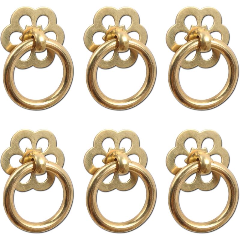 Lot de 6 poignées de placard en laiton antique pour boîte à bijoux avec vis de montage, 3,2 x 3 cm - Ccykxa