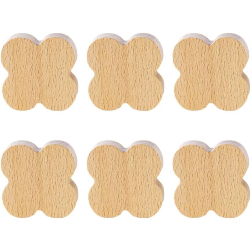 Lot de 6 poignées de porte d'armoire en bois pour vêtements en bois - Poignées de meubles en bois - Poignées de cuisine en bois massif - Ccykxa