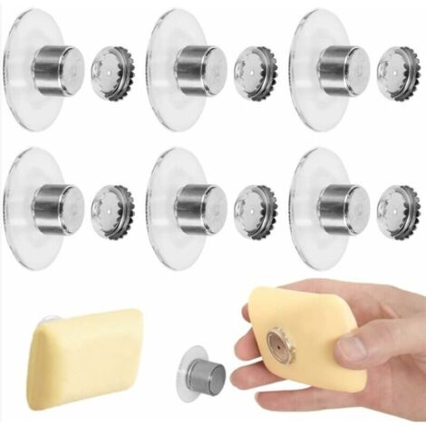 CCYKXA Lot De 6 Porte Savon Aimanté Ventouse, Porte Savon Muraldouche sans Perçage, Aimant Savon Solide, Porte-Savon Douche Aimanté Magique sans Perçage - pour Salle De Bain Evier Baignoire Cuisine