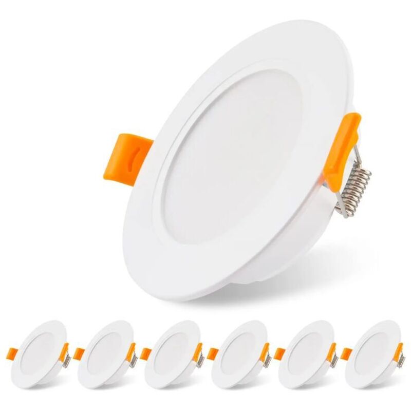 Ccykxa - Lot de 6 Spots Encastrables led Ultra Plats 230V 5W, Plafonnier Encastrable, Spot led 3000K, Spot de Plafond pour Salle de Bain, Salon,