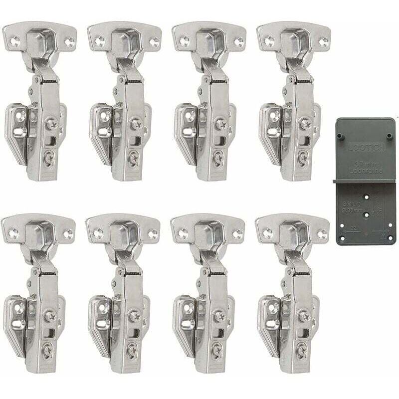 Ccykxa - Lot de 8 , 110 Degré Complètement Recouvrante Charnieres avec Amortisseur Intégré Mécanisme de Fermeture Automatique Charnière pour Armoires