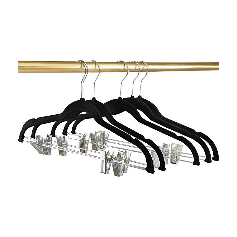 Ccykxa - lot de 8 noir Cintres en velours avec pinces pour jupes