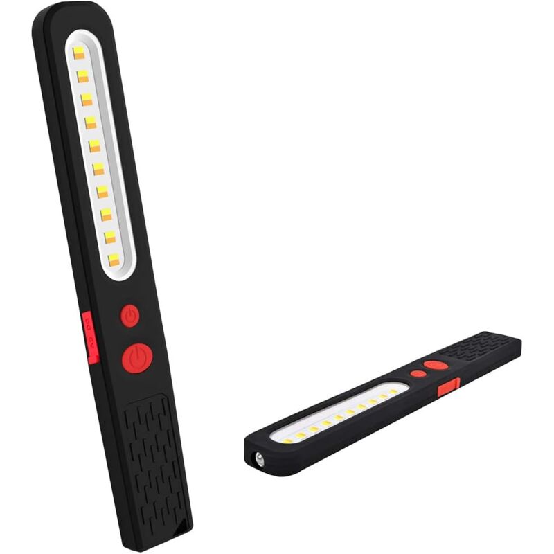 Luz de trabajo led recargable , luz de combinación de dos colores, lámpara de inspección 2 en 1 y linterna led cob de 3 w con doble imán para coche,