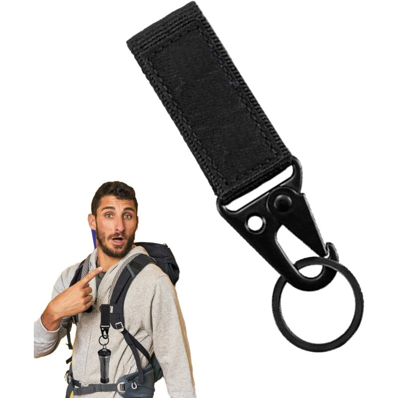 Ccykxa - Mosquetón con gancho de cinta Mosquetón para exteriores con llavero y correa para acampar Hebilla de llave con clip para cinturón portátil,
