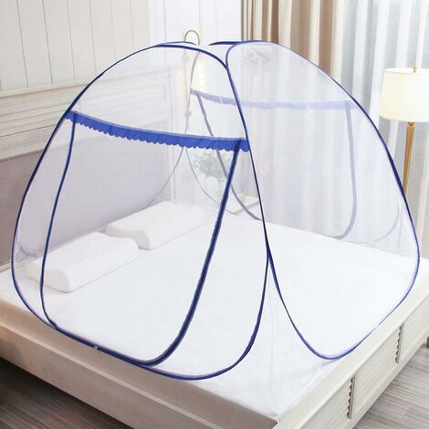 Moustiquaire Pop Up pour lit double, fermeture à glissière à double porte,  tente portable, moustiquaire de voyage, installation facile et rapide