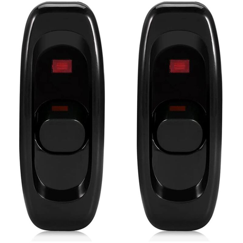 CCYKXA (Noir) 2pcs Interrupteur Lampe de Chevet Interrupteur avec Voyant Lnline Interrupteur pour Petit Appareil ou Lampe