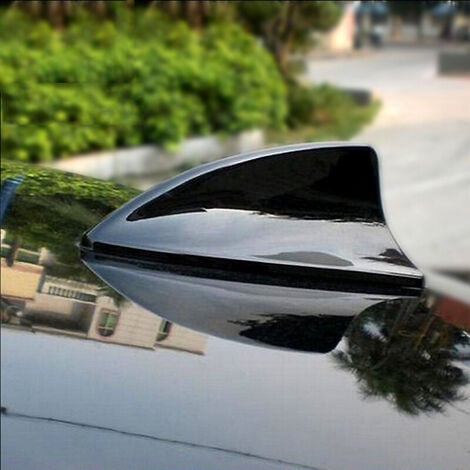 Vinciann Shark Antenne en forme d’aileron de requin, universelle pour toit  de voiture, tuning, signal radio FM/AM, noir
