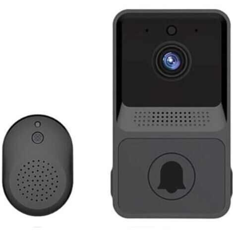 CCYKXA (Noir) Sonnette vidéo sans Fil, Sonnette vidéo Wi-FI Intelligente avec Carillon,kit de Sonnette de Porte avec vidéo HD, WiFi 2,4 G