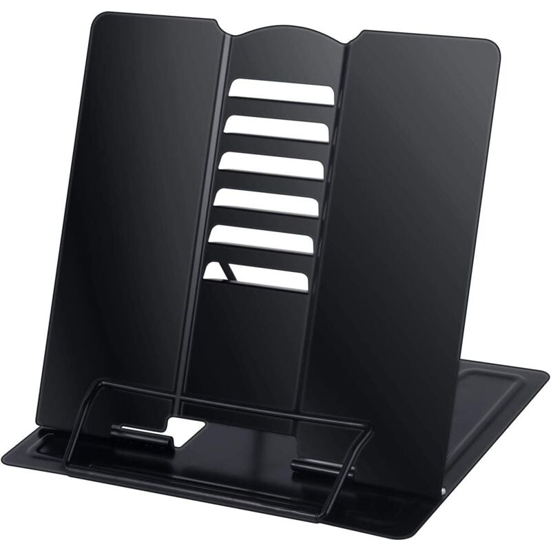 Noir Support de Lecture Métal, Support de Livre de Cuisine Réglable, Pliable Porte-Livre - Ccykxa