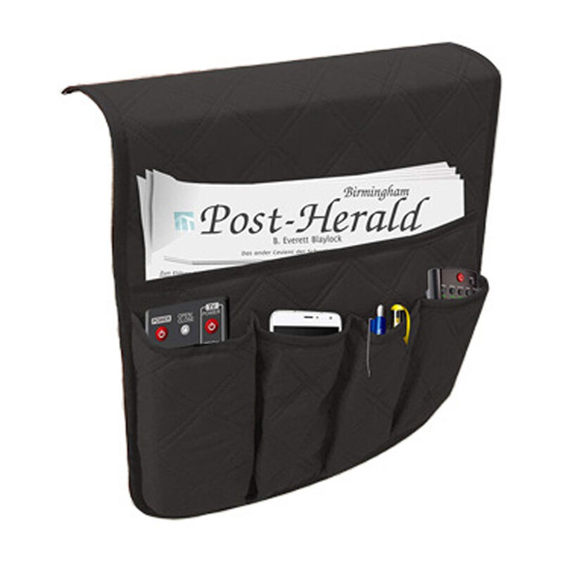 CCYKXA (Noir)Organiseur de Chevet avec, Canapé Chaise Protetor Housse, Suspendre Poches Economie D'espace, Sac De Rangement Antidérapant pour