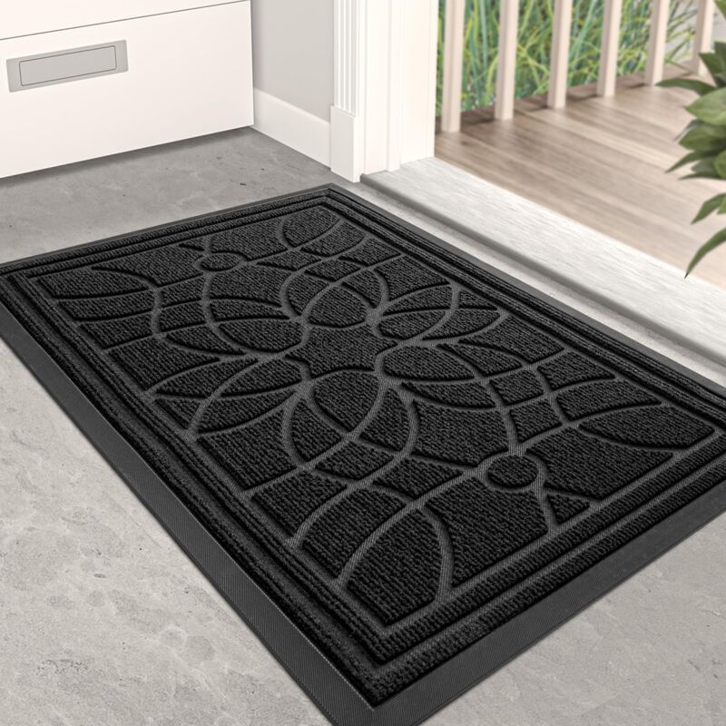 Ccykxa - Noir.Paillasson Exterieur Antidérapant 40 x 60 cm, Absorbant Paillasson Interieur Entree, Tapis Entree Lavable, Résistant, Tapis de Porte