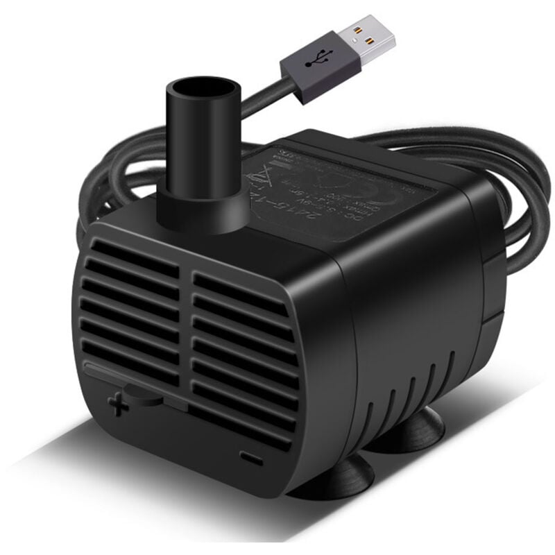 Ccykxa - Noir)Pompe Eau Submersible, Aquarium Pump Ajustable 200L/H 3W Ultra-Silencieux Pompe usb pour Étang Fish Tank Fontaine Réservoir de Poissons