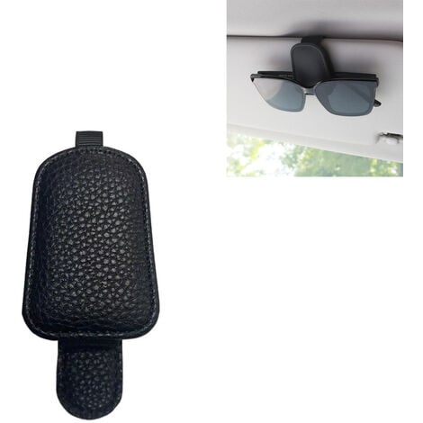 2 paquets (noir) Porte-lunettes de soleil pour visière de voiture - Support de  lunettes de soleil en cuir magnétique et clip de carte de billet -  Accessoires de visière de voiture