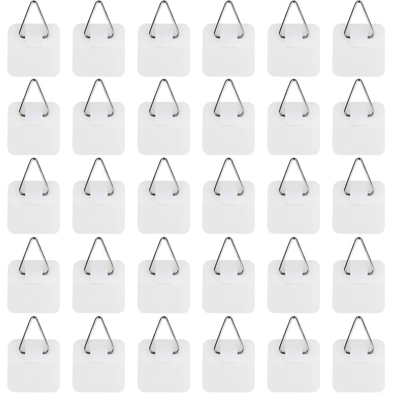 CCYKXA Pack of 30 Self-Adhesive Picture Hooks, Wall-Mounted Adhesive Hooks for Photo Frames, Strong Hangers 5kg Max, Easy Installation Without Tools