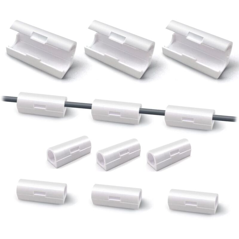 CCYKXA Pack of 40 white self-adhesive cable clips - Cable management clips - Round cable organizer clips - For office and home