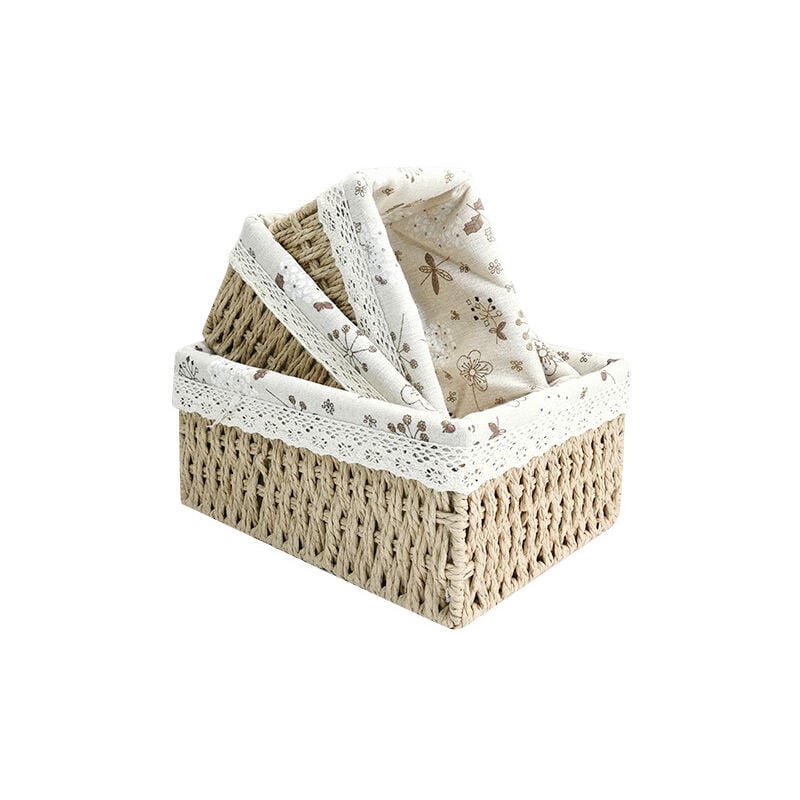 Paniers et boîtes de Rangement Couffin osier deco salle de bain Table à langer Organisateur Chambre d'enfant Boîtes Panier petit lot de 3 en tissé