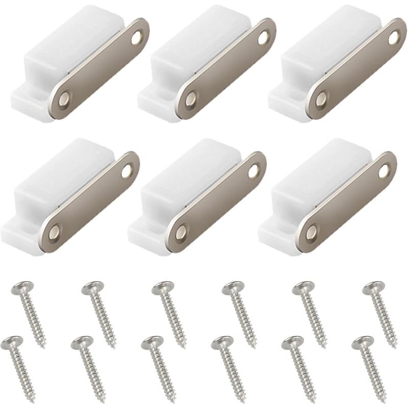 Ccykxa - Paquet de 6 Aimant Porte Placard avec 24 Vis Loqueteau MagnéTique Loquets pour placards Magnetiques aimant meuble Aimant Placard Aimant