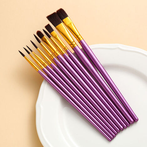 CCYKXA   - Paquete de 10 pinceles de nailon para pintar al óleo, acrílicos, acuarelas y pintura facial, manualidades, color negro
