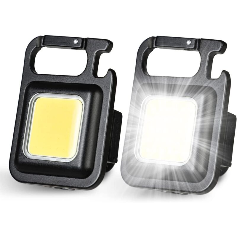 Paquete de 2 minilinternas led de 800 lúmenes, recargables, 4 modos, luz de trabajo portátil con abridor de botellas para acampar, reparar