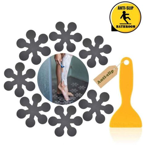 CCYKXA - Paquete de 24 pegatinas antideslizantes para bañera con raspador, calidad prémium, color gris