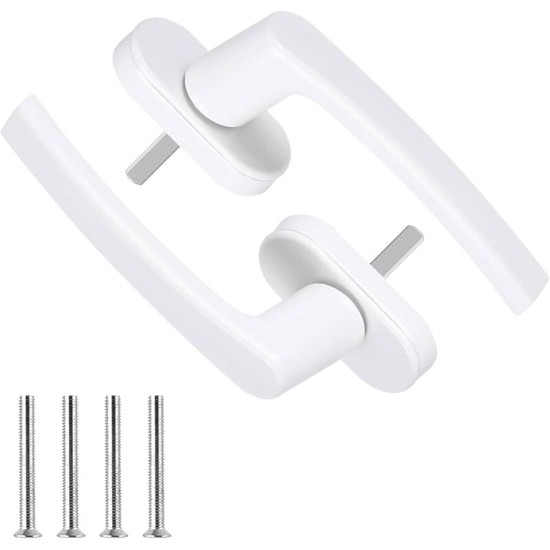 CCYKXA Pcs PVC Window Handle, White Aluminum Window Handle, Security Locks for Windows, French Door Handle for Patio Doors