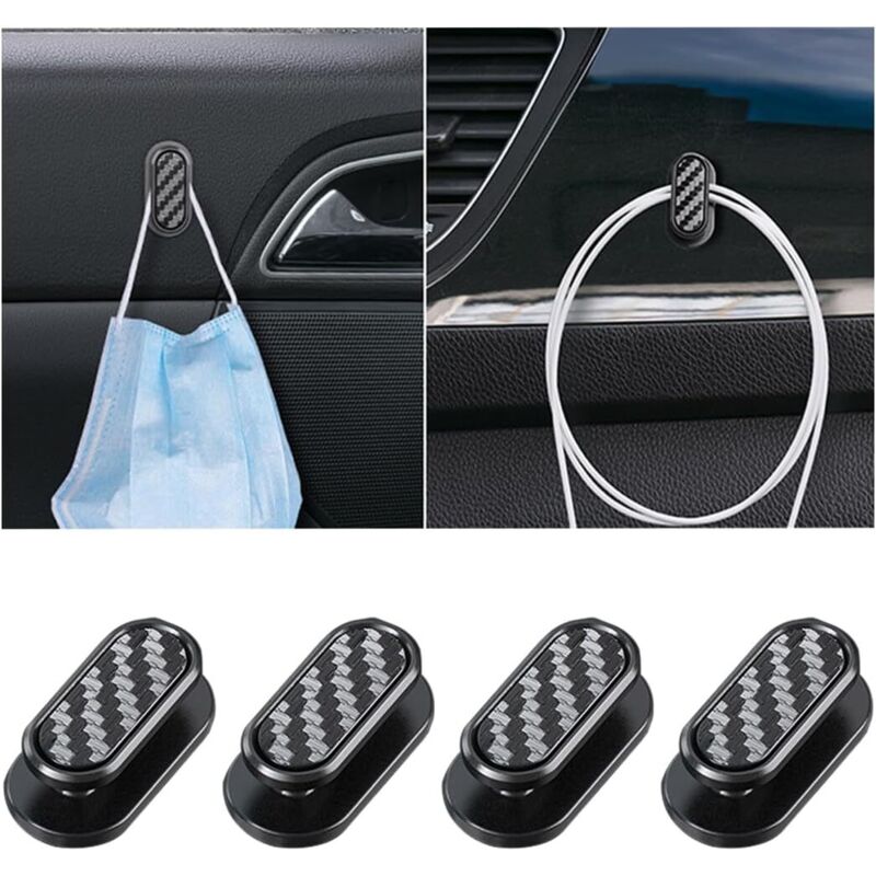 CCYKXA Piece Mini Car Hooks, Multifunctional Hanging Hook for Dashboard for Mask, Keys, Mask, Earphones, Charging Cable (Carbon Fiber)