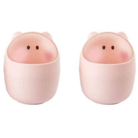 CCYKXA  piece mini pink office bins with flip-top lids and cartoon designs.