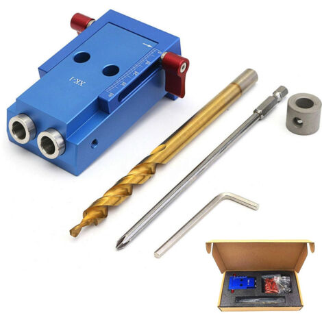 CCYKXA Pocket Hole Jig Set Screws Aluminum Alloy Dowels Oblique Drill Guide Angle Positioning Tool for Carpenter with Step Drill Bit Screwdriver Tip
