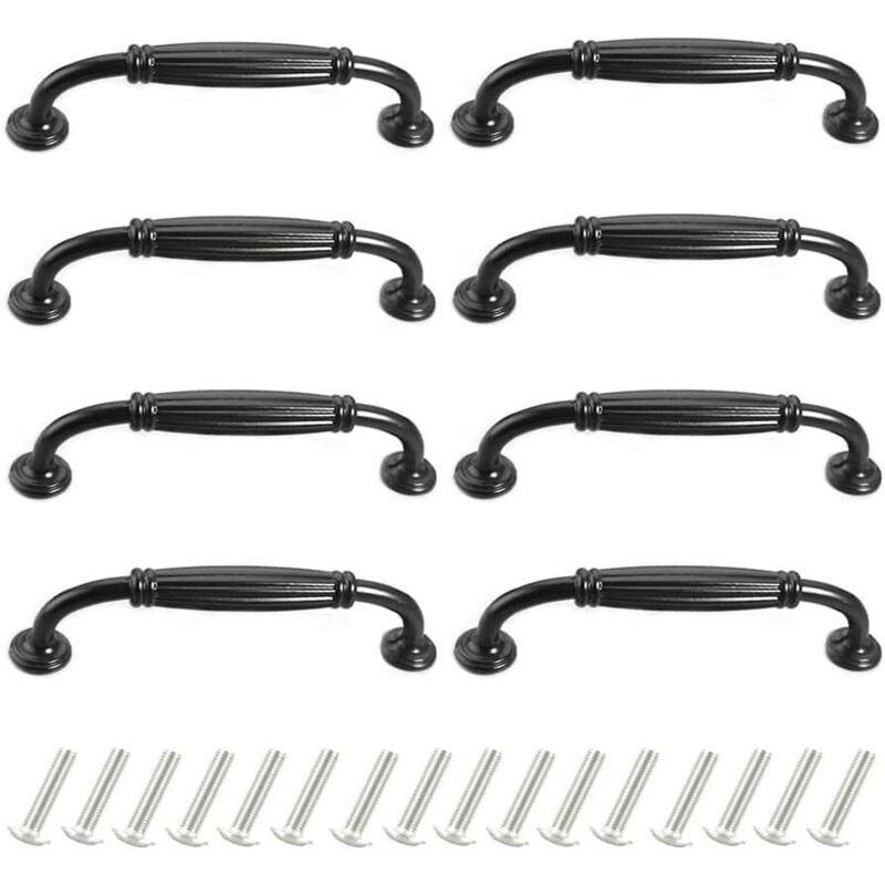 CCYKXA poignee de meuble cuisine noir 96mm 8 Pièces Poignée de Porte Poignee de Meuble Vintage Poignet de Porte Cuisine Alliage d'aluminium Poignee