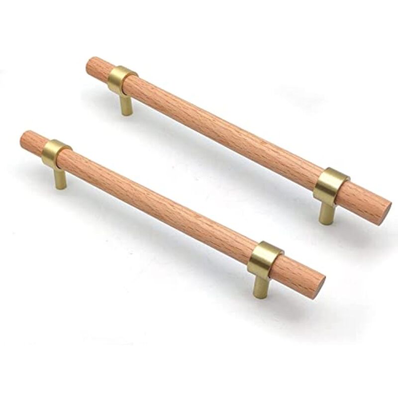 Poignée de meuble en Bois, 6 pièce Poignée en bois-poignées de placard en bois poignée de meuble cuisine en bois Entraxe 160mm - Ccykxa