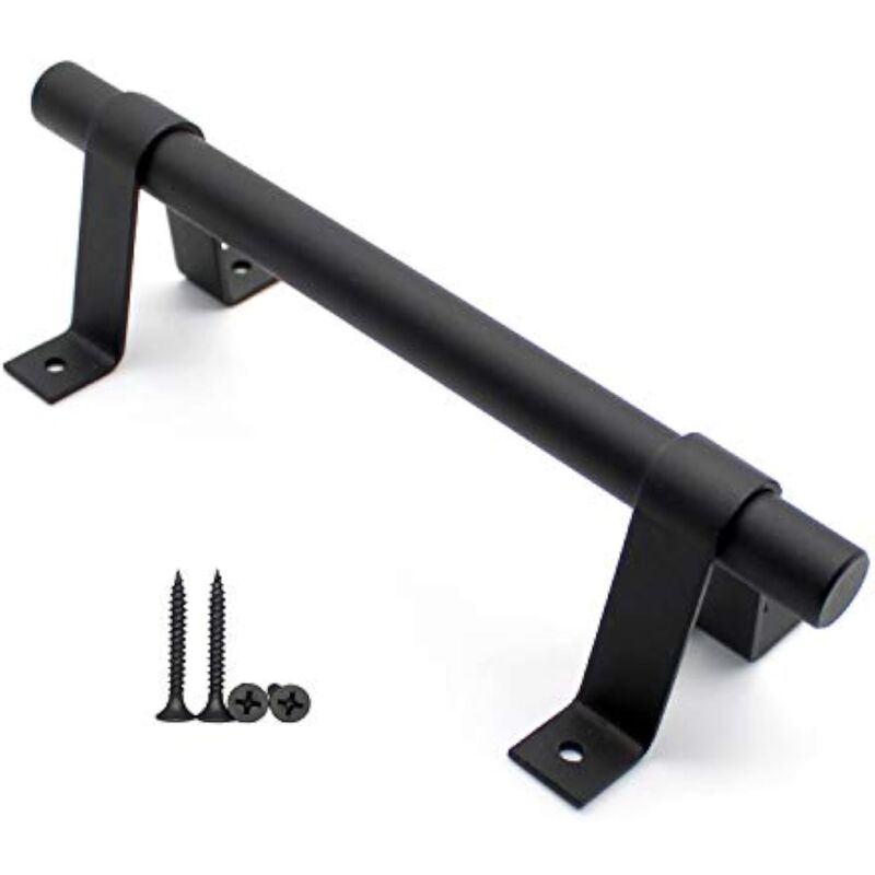 Ccykxa - Poignée de Porte de Grange, Poignée de Porte en Acier au Carbone Solide Noir de 200 mm de Long, Poignées de Porte Coulissante pour Placard