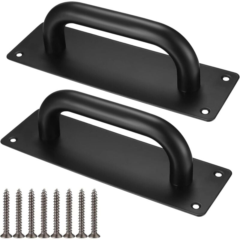 Ccykxa - Poignées de Porte Coulissante, Poignées Traction de Porte Armoire Acier Inox avec Plaques pour Grange, Porte en Bois, Jardin Extérieure