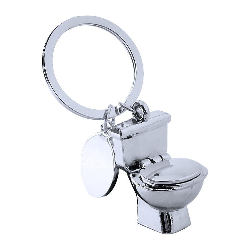 Ccykxa - Porte-clés nouveauté toilette, Mini porte-clés Porte-clés drôle Modèle de siège de toilette en métal Pendentif sac à main porte-clés, platine