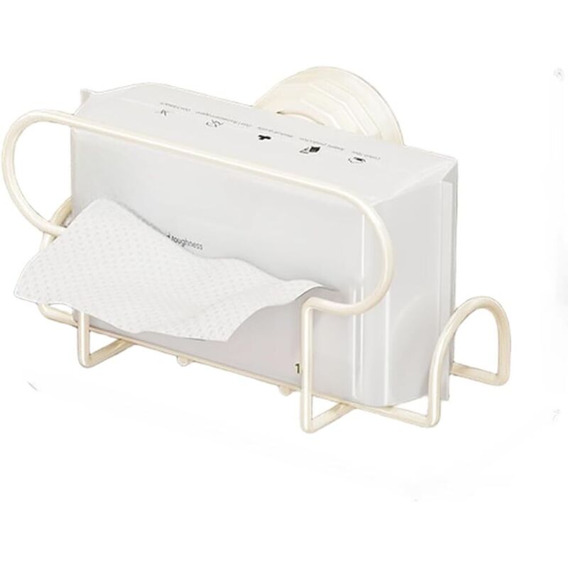 CCYKXA Porte-mouchoirs mural pour salle de bain et cuisine – Design à ventouse sans perçage – Organiseur spacieux en métal pour lingettes humides et