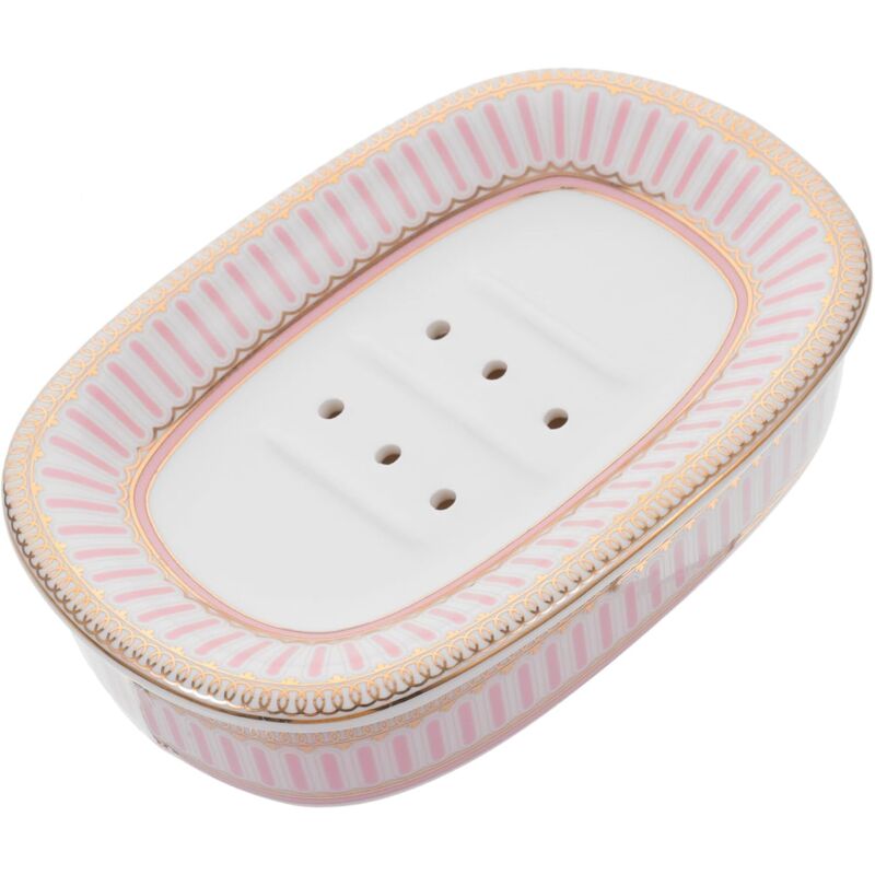 Porte-savon en céramique - Porte-savon imprimé pour salle de bain - Boîte à savon portable pour baignoire - Récipient à savon décoratif et boîte de