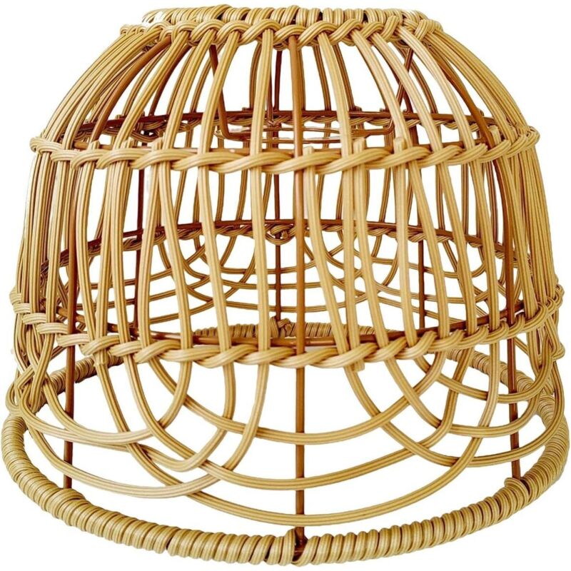 CCYKXA Rattan Lampshade for Ceiling, Living Room Lamp, Bedside Lamp - Handheld Chandelier Light Fixture for Bedroom, Cafe, Brown