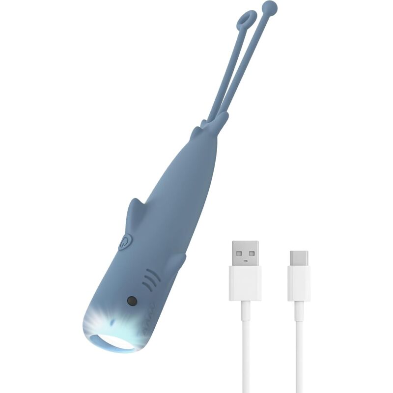 CCYKXA Rechargeable silicone flashlight, LED Shark flashlight, adjustable brightness, high-intensity light, strobe mode, three operating modes,