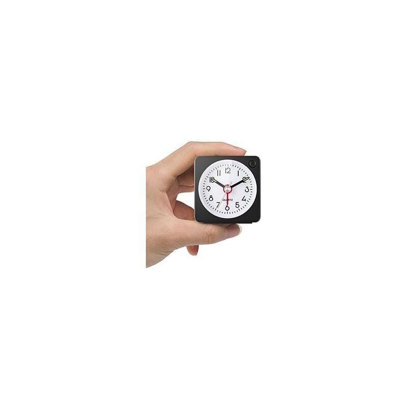 CCYKXA Reloj despertador analógico clásico de viaje con función de repetición y luz, minidespertador, tamaño compacto, sin tictac, movimiento de