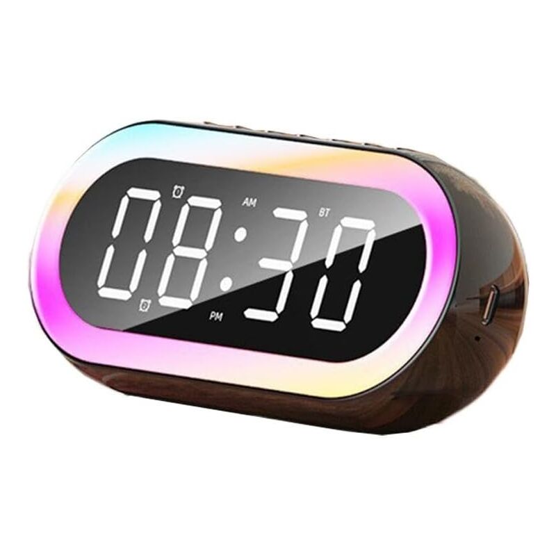 Ccykxa - Reloj despertador digital rgb (negro) con alarmas duales, función de repetición, portátil, con gran pantalla led de espejo y puerto de carga