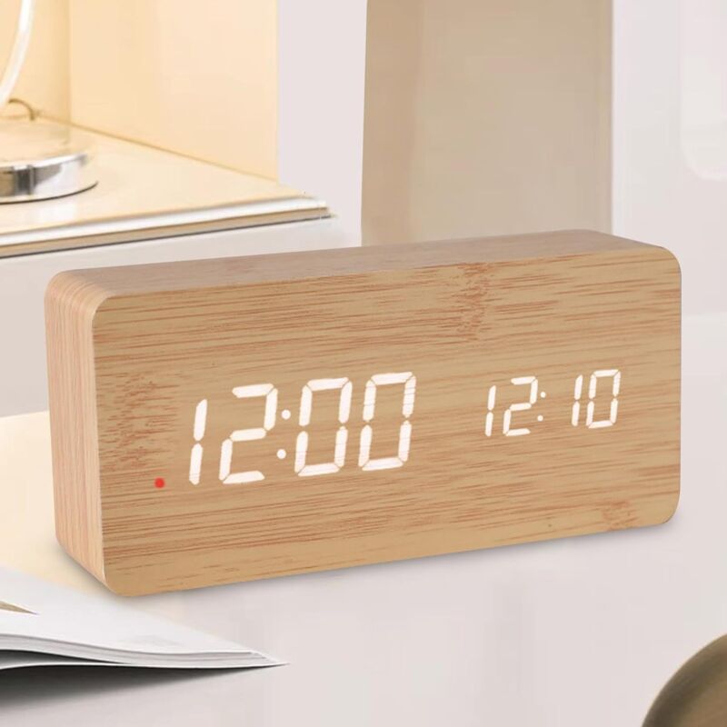 Ccykxa - Reloj digital led , reloj led digital de madera - Reloj despertador digital Reloj despertador digital con pantalla led electrónica de madera