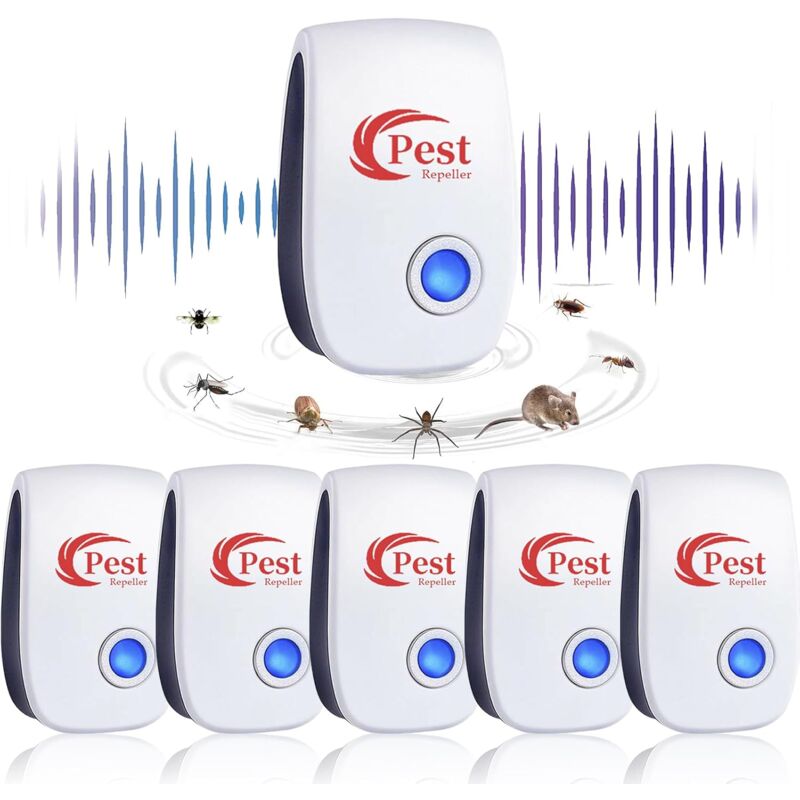 Ccykxa - Répulsif Ultrason Anti-Rongeurs Insectes, 6 pcs Ultrason Anti Moustique Ultrason Souris et Rats, Intérieur Répulsif Électronique Insectes