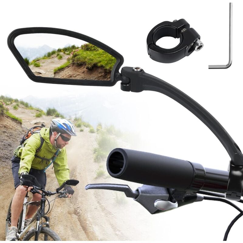 Rétroviseur de Vélo, 360° Miroir Gauche Rotatif pour Guidon 21-26 mm vtt, Moto, Vélo Électrique - Ccykxa
