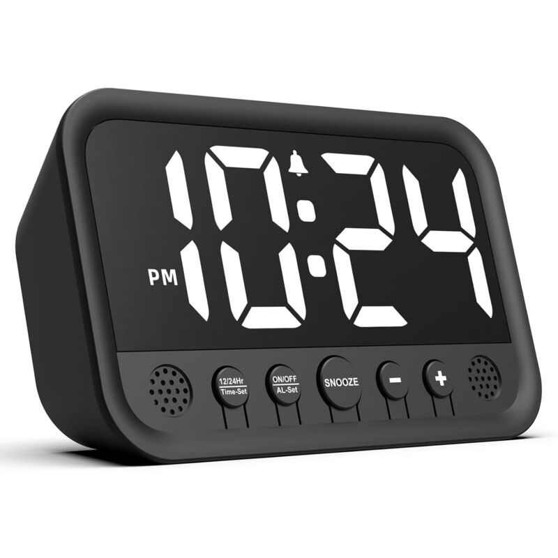 Ccykxa - Réveil Numérique avec Grands Chiffres, Horloge Numérique avec écran led, Luminosité et Volume Réglables, Snooze, 12/24HR, Horloge Numérique