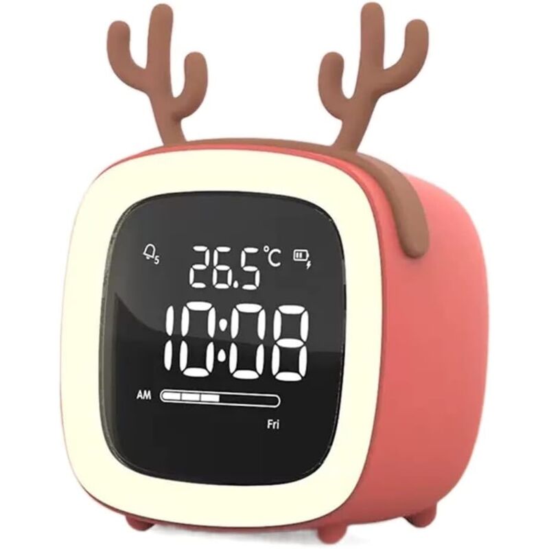 CCYKXA Réveils Réveil numérique en Forme de Bois de cerf, réveil Silencieux Intelligent, Rechargeable, Cadeau d'ornements de Table de décoration for
