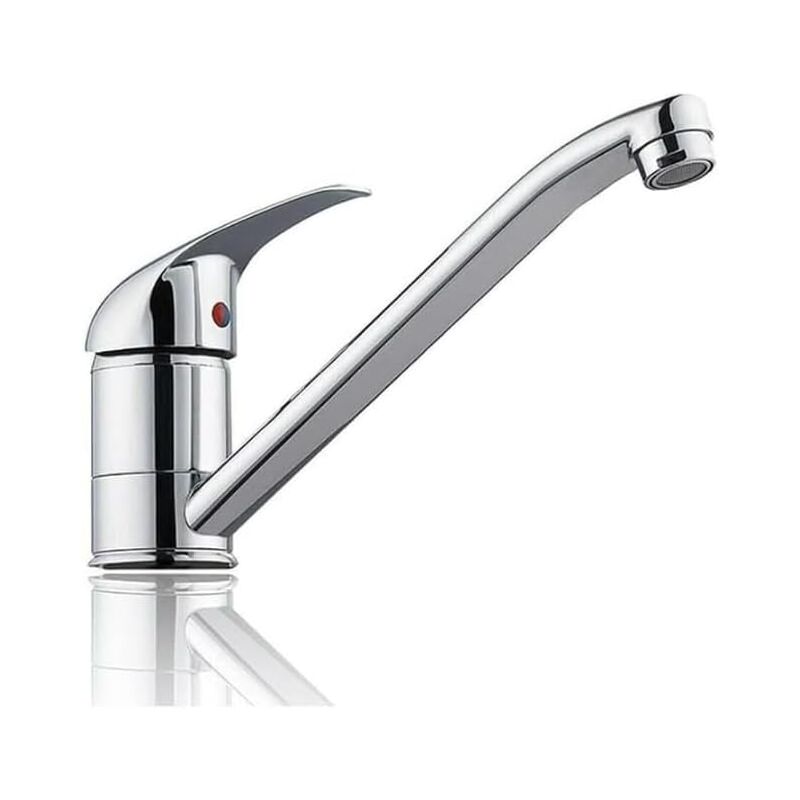 Ccykxa - Robinet de cuisine chromé - Robinet de cuisine à levier unique pivotant à 360° - Robinet de cuisine chromé pour évier simple et double