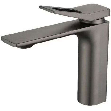 CCYKXA Robinet de lavabo,grey robinet de salle de bain, inox 304 brossé, robinet de lavabo anticalcaire, robinet chaud et froid