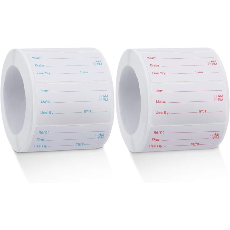 CCYKXA Rolls 500 Pieces Soluble Food Labels Canned Food Labels Removable Food Stickers for Home or Restaurant Canned Food, Rotating, Red and Blue