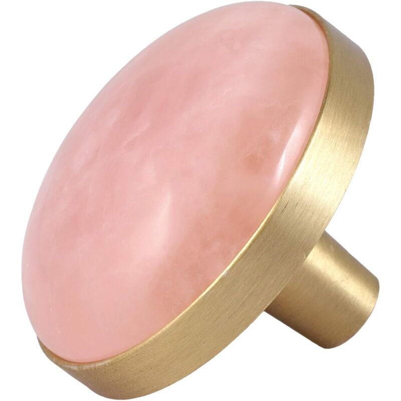 Ccykxa - Rond Naturelle Pierre Quartz Rose Boutons de Portes Tiroirs Armoire Meuble,Poignée Placard Bouton Cristal pour Commode Cuisine,Lot de 2 30mm