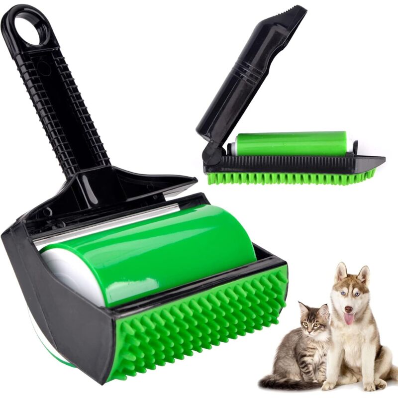 Rouleau Brosse Adhésive, Rouleau Lavable et Réutilisable Rouleau, Enlève Les Poils, Poussière, Vêtements, Sièges, Canapés, Meubles et Tapis. (Noir +